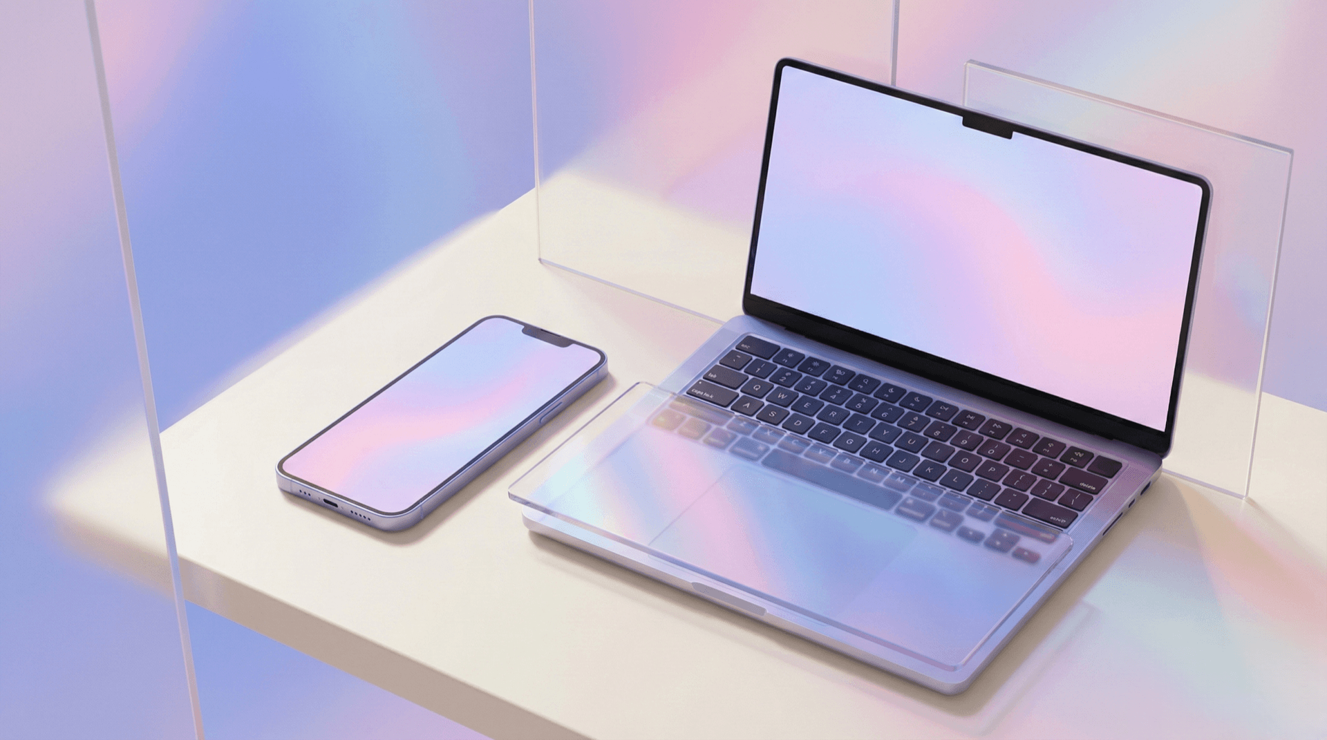 Phone showing Instagram feed next to an open laptop with a website